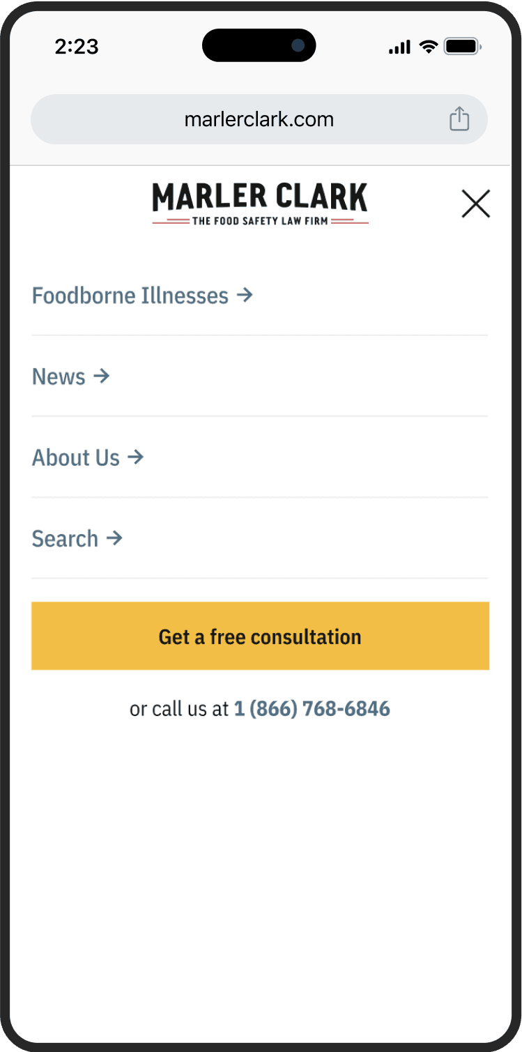Marler clark mobile navigation